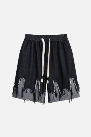 Concert Outfit Patchwork Tassel Fringe Jorts