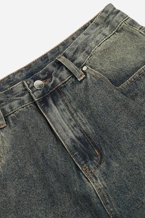 Concert Outfit Patchwork Tie Design Micro Flare Jeans