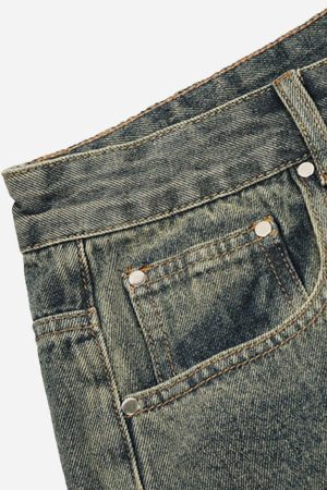 Concert Outfit Patchwork Tie Design Micro Flare Jeans