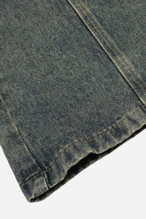 Concert Outfit Patchwork Tie Design Micro Flare Jeans