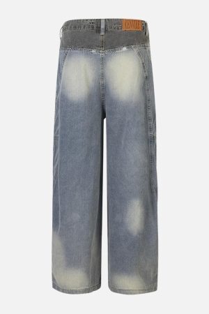 Concert Outfit Patchwork Waist Wrinkle Loose Jeans