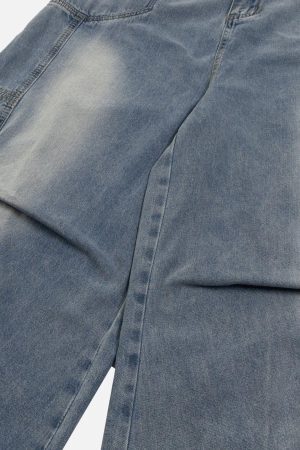 Concert Outfit Patchwork Waist Wrinkle Loose Jeans