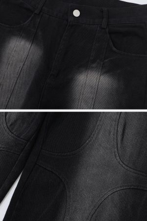 Concert Outfit Patchwork Washed Design Jeans