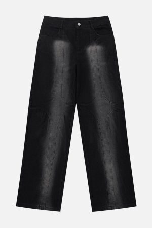 Concert Outfit Patchwork Washed Design Jeans