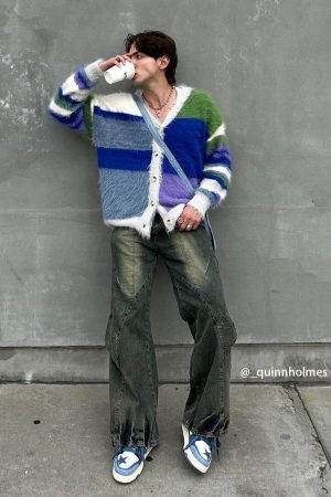 Concert Outfit Patchwork Washed Jeans