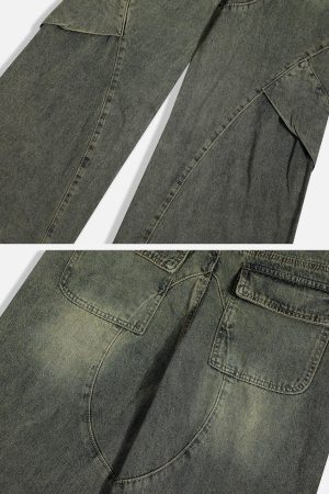 Concert Outfit Patchwork Washed Jeans