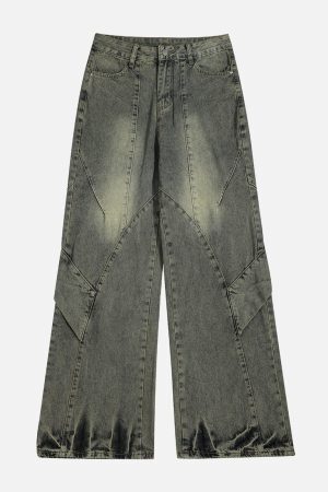 Concert Outfit Patchwork Washed Jeans