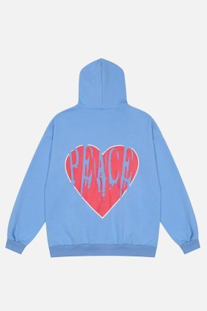 Concert Outfit Peace And Love Foam Print Cardigan Hoodie