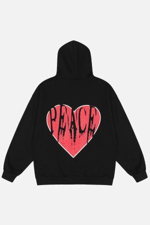 Concert Outfit Peace And Love Foam Print Cardigan Hoodie