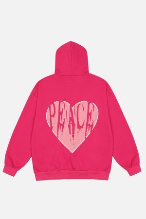 Concert Outfit Peace And Love Foam Print Cardigan Hoodie