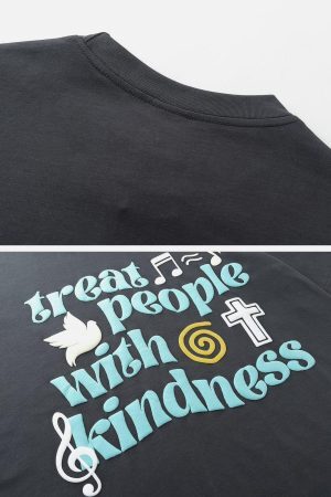 Concert Outfit Peace & Love Music Elements Print Tee