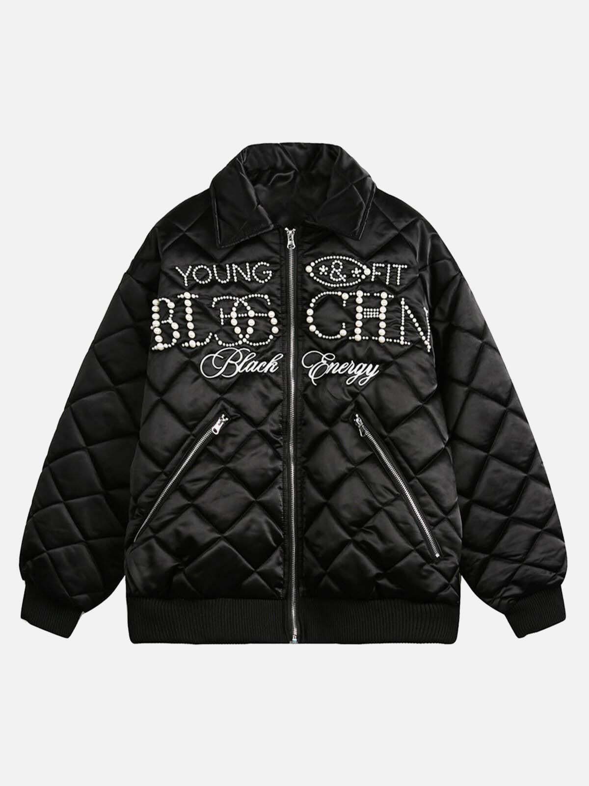 Concert Outfit Pearl Letter Diamond Quilted Jacket Concert Outfit Pearl Letter Diamond Quilted Jacket