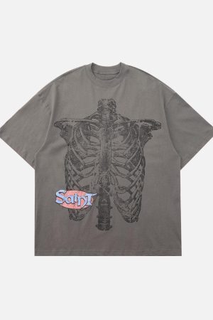 Concert Outfit Pencil Detail Skull Street Rap T-Shirt