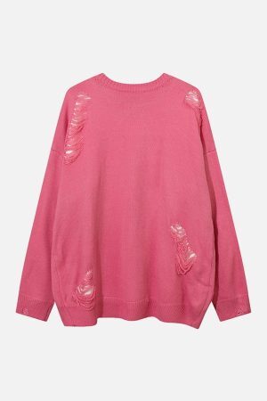 Concert Outfit Pentagram Torn Loose Sweater