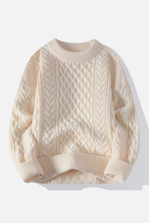 Concert Outfit Personality Twist Knit Sweater