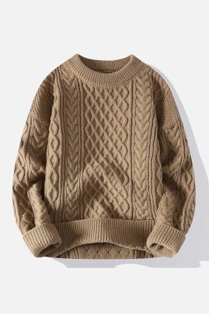 Concert Outfit Personality Twist Knit Sweater