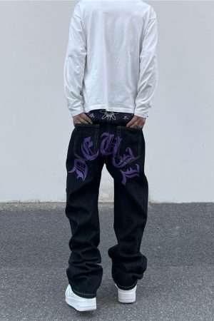 Concert Outfit Petal Letter Straight Jeans