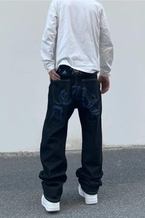 Concert Outfit Petal Letter Straight Jeans