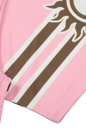 Concert Outfit Pink Flame Print Jersey T-Shirt