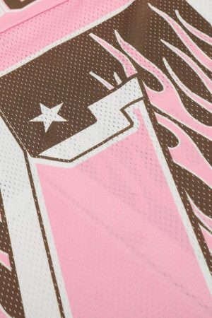 Concert Outfit Pink Flame Print Jersey T-Shirt