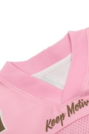 Concert Outfit Pink Flame Print Jersey T-Shirt