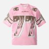 Concert Outfit Pink Flame Print Jersey T-Shirt