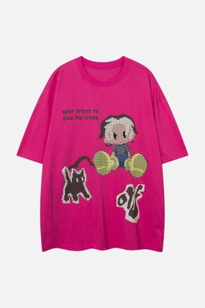 Concert Outfit Pixel Art Cartoon Graphic T-Shirt