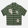 Concert Outfit Plaid Applique Printed Short Sleeve Shirt