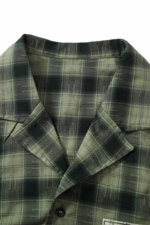 Concert Outfit Plaid Applique Printed Short Sleeve Shirt