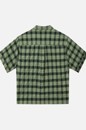 Concert Outfit Plaid Applique Printed Short Sleeve Shirt