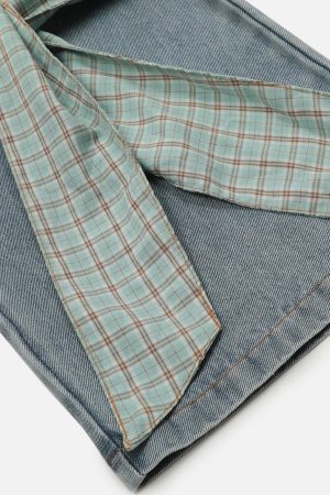 Concert Outfit Plaid Bow Loose Jeans