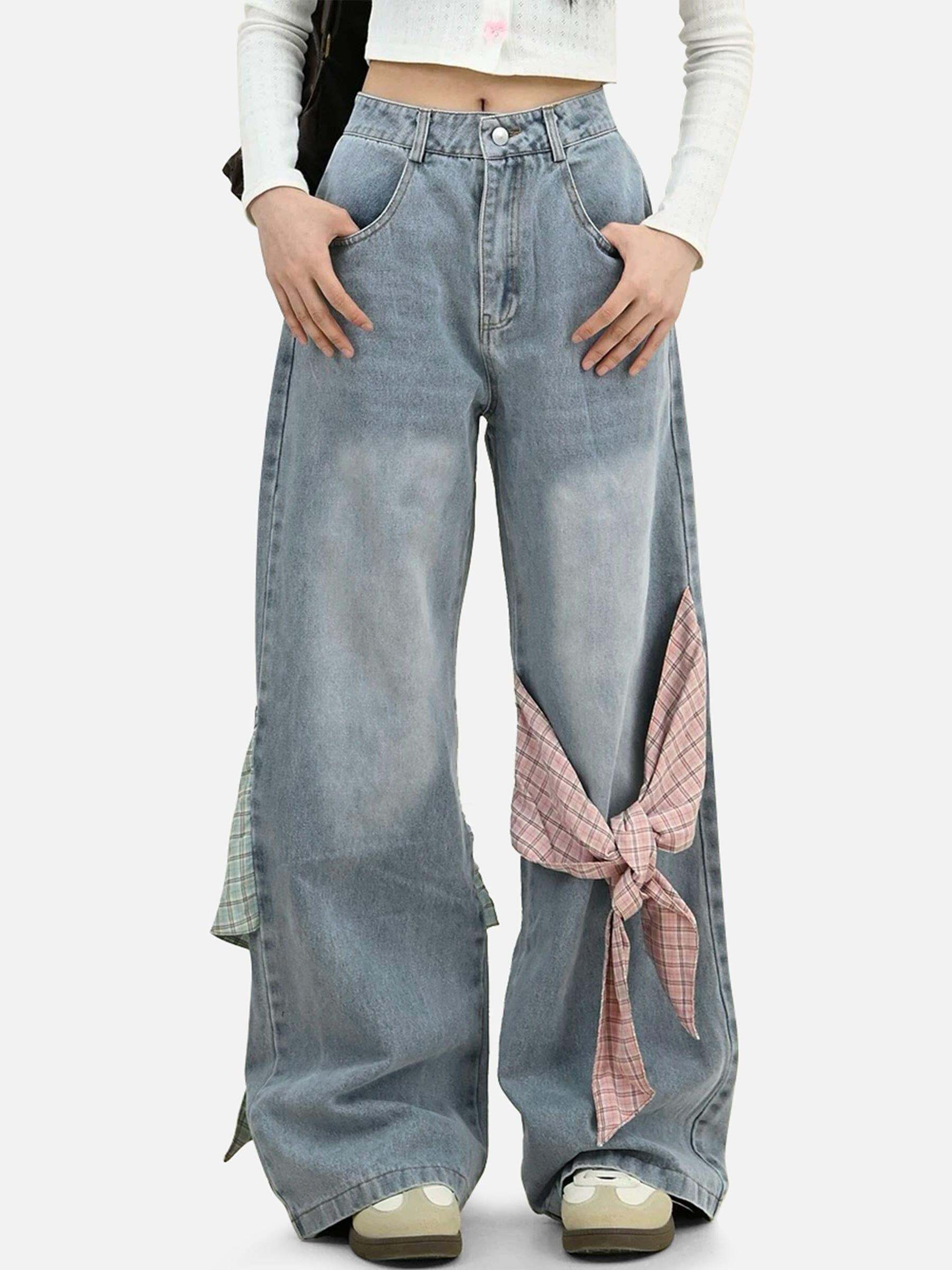 Concert Outfit Plaid Bow Loose Jeans Concert Outfit Plaid Bow Loose Jeans