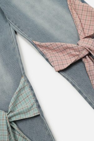 Concert Outfit Plaid Bow Loose Jeans