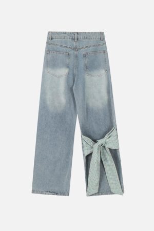 Concert Outfit Plaid Bow Loose Jeans