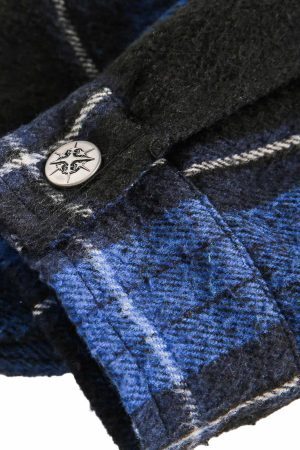 Concert Outfit Plaid Brushed Cardigan Hooded Shirt