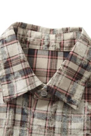 Concert Outfit Plaid Graffiti Spray-Painted Letters Long Sleeve Shirt