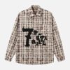 Concert Outfit Plaid Graffiti Spray-Painted Letters Long Sleeve Shirt