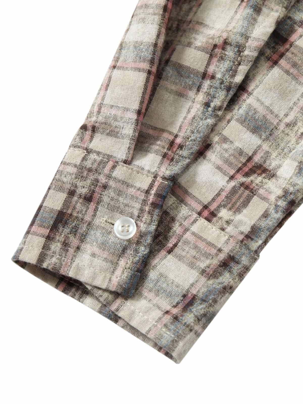 Concert Outfit Plaid Graffiti Spray-Painted Letters Long Sleeve Shirt Concert Outfit Plaid Graffiti Spray-Painted Letters Long Sleeve Shirt