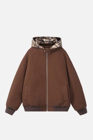 Concert Outfit Plaid Panel Hoodie