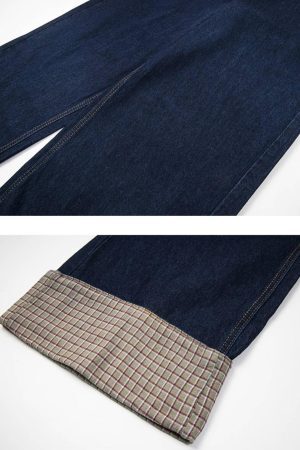 Concert Outfit Plaid Panel Jeans