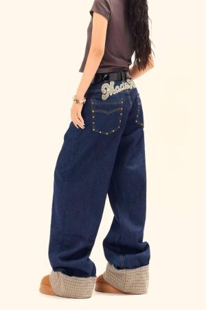 Concert Outfit Plaid Panel Jeans