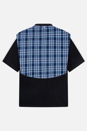 Concert Outfit Plaid Patch Knotted Scarf T-Shirt