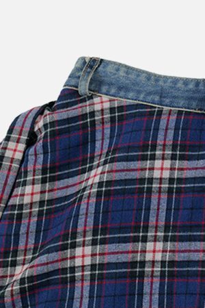 Concert Outfit Plaid Patchwork Jeans