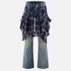Concert Outfit Plaid Patchwork Jeans