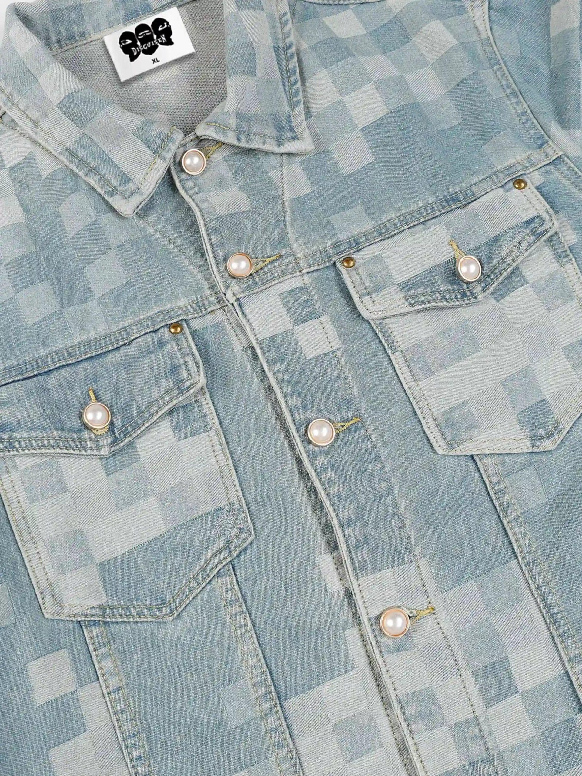 Concert Outfit Plaid Pearl Button Denim Jacket Concert Outfit Plaid Pearl Button Denim Jacket