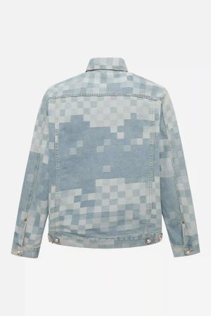 Concert Outfit Plaid Pearl Button Denim Jacket