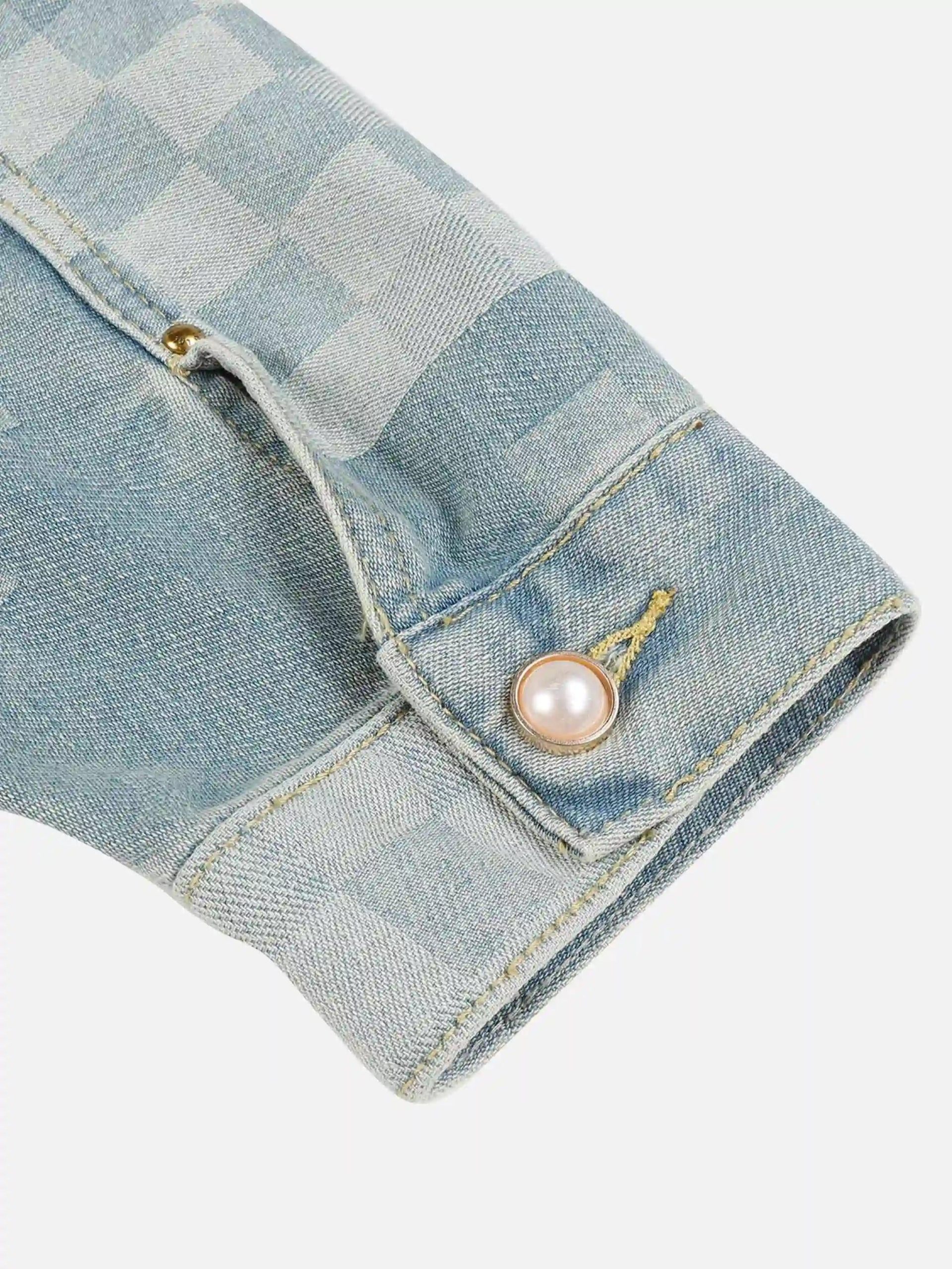 Concert Outfit Plaid Pearl Button Denim Jacket Concert Outfit Plaid Pearl Button Denim Jacket
