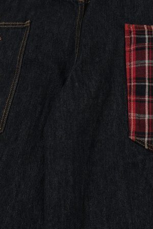 Concert Outfit Plaid Pocket Barrel Loose Jeans