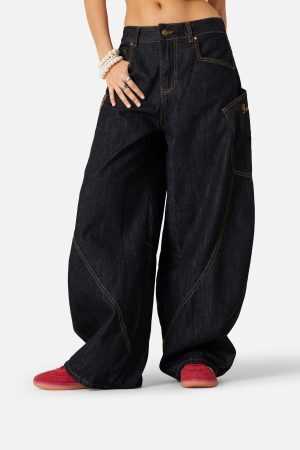 Concert Outfit Plaid Pocket Barrel Loose Jeans