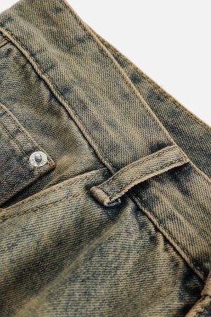 Concert Outfit Plaid Pocket Washed Jeans